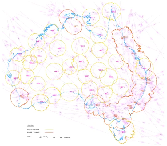 Figure   17:   ADS-­‐B   and   RADAR   Coverage   in   Australia   at   10,000ft   AGL   (Air   Services   Australia   2011)   