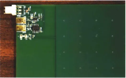 Figure  2-6:  A  close-up  of the  front-end  amplifier  on  one of  the  receive  electrodes.