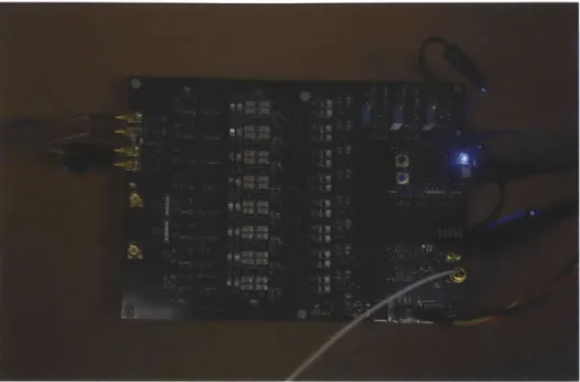 Figure  2-11:  The sensor  board  with DDS  signal  creation  in  the  bottom-right  corner,  microcontroller breakout  in  the  center-right  and  demodulation  signal  creation  top-right