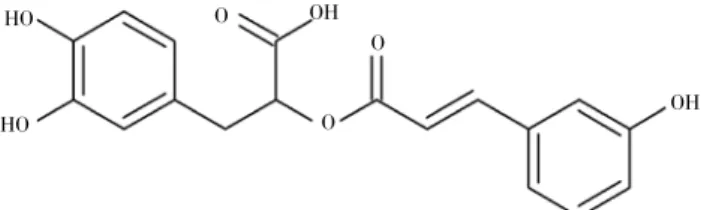 Figure 1.  C hemical structure of  α - O -caffeoyl- 3 , 4 -dihydroxyphenyl-lactic  acid ester  ( rosmarinic acid ) .