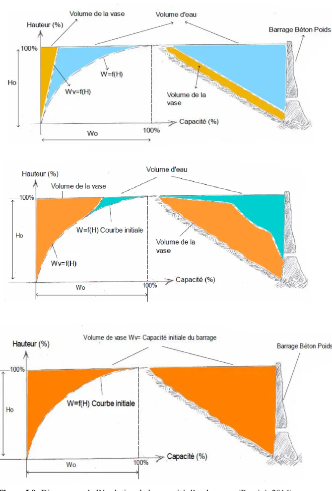 Figure I.9: Diagramme de l‟évolution de la capacité d‟un barrage, (Remini, 2016). 