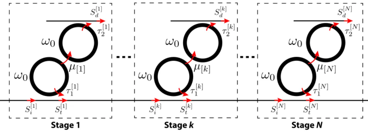 Fig. 2.19: A schematic of an N -stage second-order ring-based multicasting system.