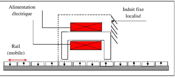 Figure I.11. Structure à inducteur solidaire du rail mobile 