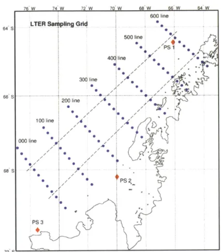 Figure  1  Sampling  grid  of the  Palmer  Long  Term  Ecological  Research  (LTER)  study.
