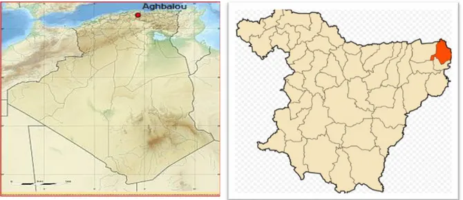Fig 11: Localisation de la commune  d’Aghebalou  dans la  wilaya de Bouira  Fig 10 : localisation de la commune 