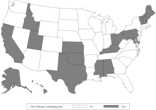 Figure 1: Distribution of states with advertising bans during our sample period