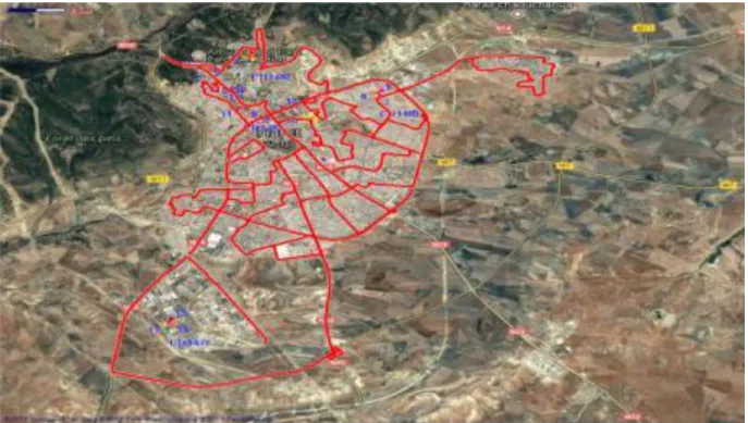 Figure III.2: Points montrant la trajectoire coupée pendant l'étude 