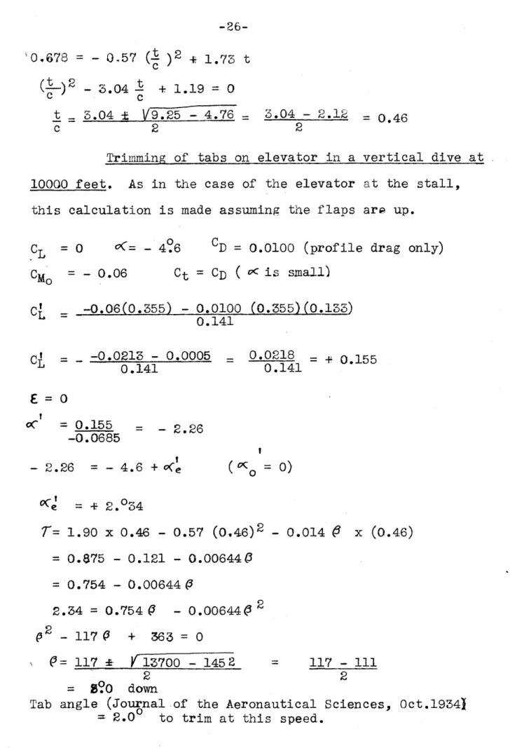 Tab  angle  (Journal of  the Aeronautical  Sciences,  Oct.19341 2.00  to  trim at  this  speed.