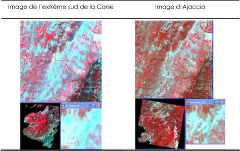 Figure 28 : Comparaison visuelle de la qualité des deux images de Corse. 