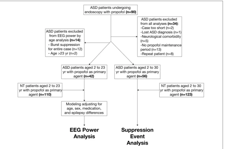 FIGURE 1 | Schematic of patient selection procedure from autism spectrum disorder (ASD) and neurotypical (NT) cohorts.