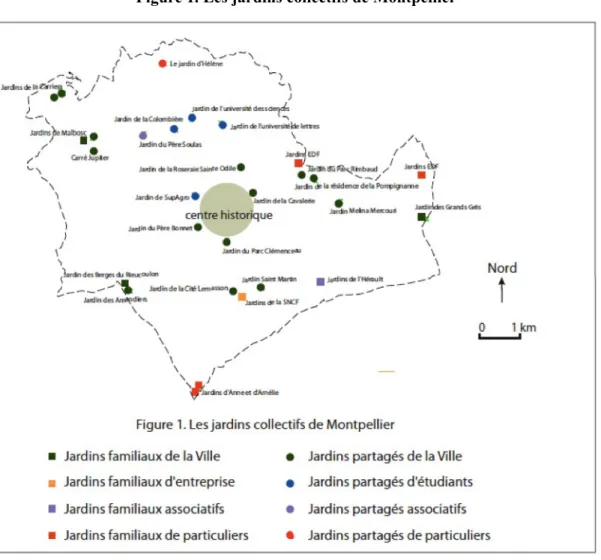 Figure 1. Les jardins collectifs de Montpellier