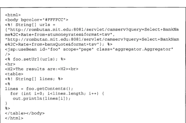 Figure  10  shows  an  example  of aggregation  produced  by  the  Aggregator  Tool  by wrapping  two web  sites  shown  on  Figure  11