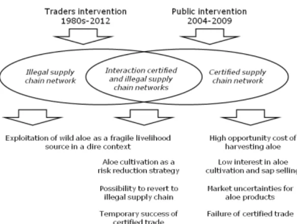 Figure 1. Interactions among illegal and public networks for  aloe exploitation and trade