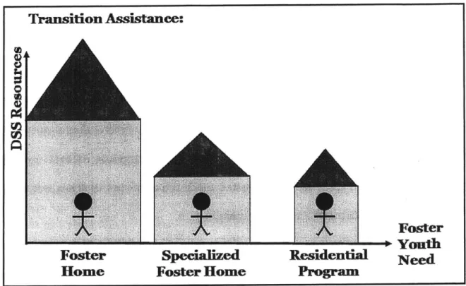 Figure 3: Differential Access  to DSS  Transition Assistance 0A TrniinAsitne Spetilized Fostr Home MMWWWFosterResidential Need Program I