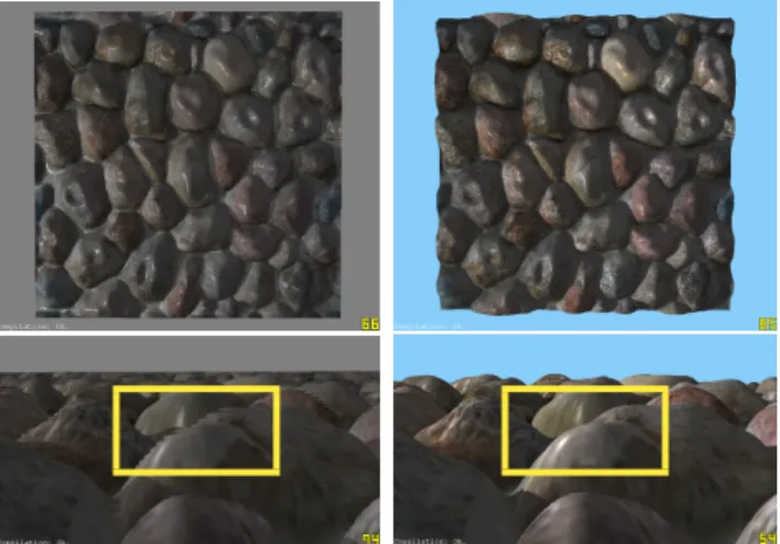 Figure 3. Comparing not-balanced [6] and balanced searches (right column). We obtain better performance when seen from above and better quality when seen in a profile view.
