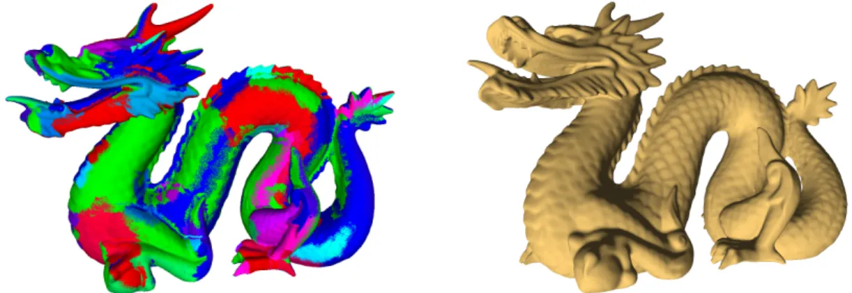 Figure 6: The dragon model partitioned into 453 geometry textures and rendered with maximum resolution 256 × 256 for each patch.