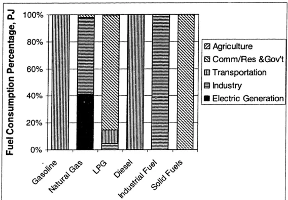 Figure  5.  1998  MCMA  Non-electric  Fuel  Consumption,  by Fuel  (Bazan,  2000)
