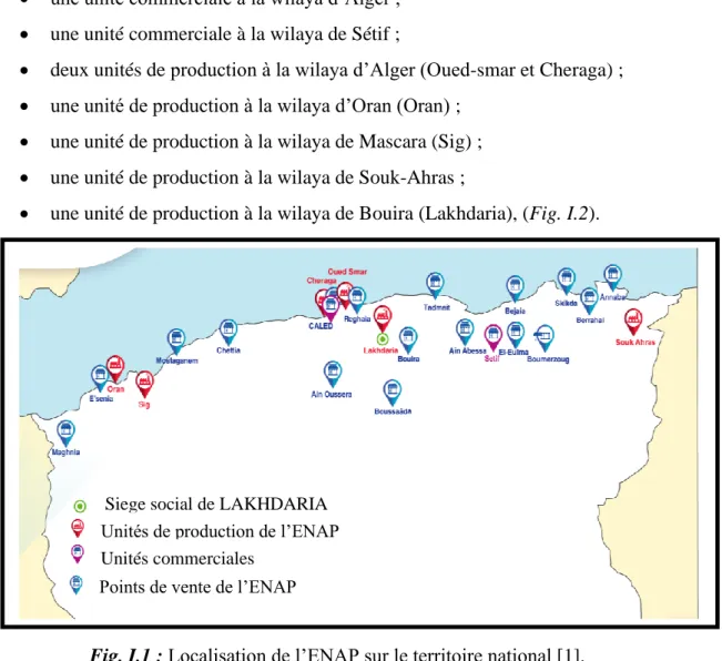 Fig. I.1 : Localisation de l’ENAP sur le territoire national [1]. 