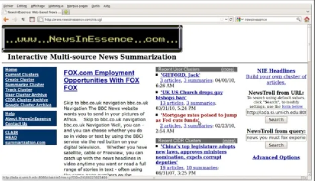 Figure 2.4 – Interface du syst` eme Multi-source News