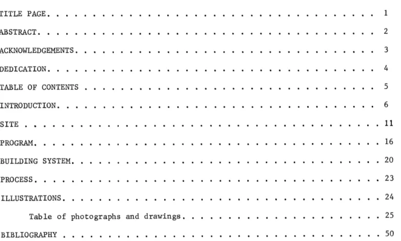 TABLE  OF CONTENTS TITLE  PAGE.  . . . ABSTRACT...... ACKNOWLEDGEMENTS. DEDICATION.  