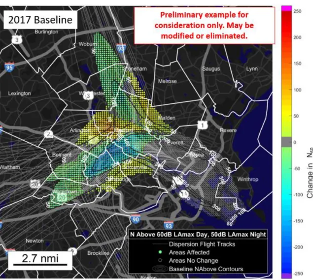 Table  14.  BOS  33L  Departures  Altitude-Based  Dispersion  at  3000ft  Population  Exposure to N 60  with 50 Overflights on a Peak Day 