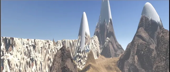 Figure 4-1: A generic mountaintop scene in our flight simulator.