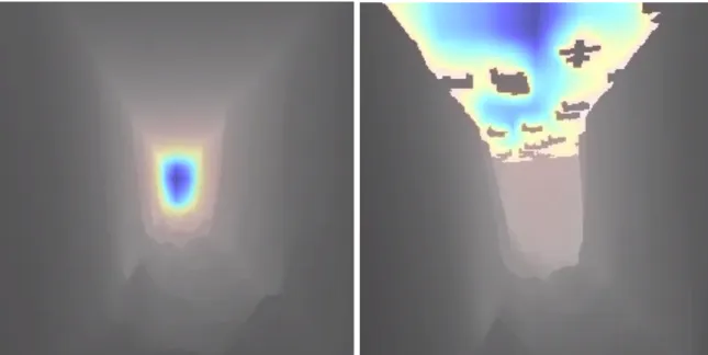 Figure 4-7: CNN activations for the cave scenario (left) and the enemy planes scenario.