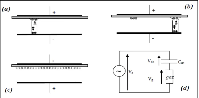 Figure 1.2 : Principe de fonctionnement d’une DBD 