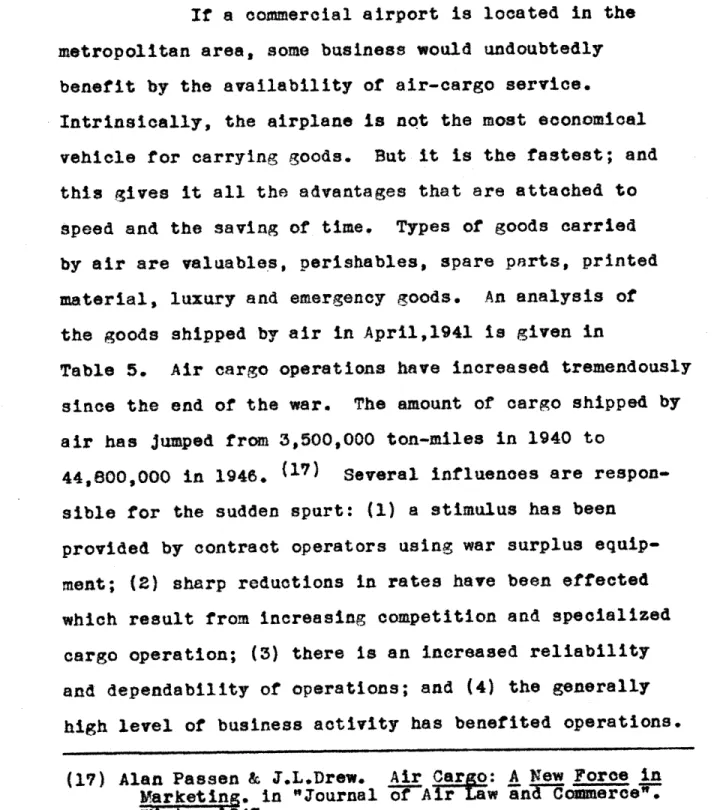 Table  5.  Air  cargo operations  have  increased  tremendously since  the end  of the war