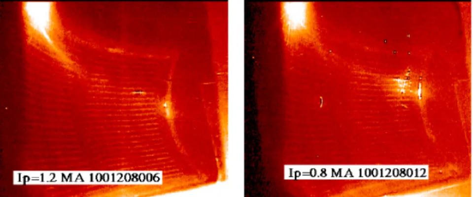 Figure 3 Arcs along the field lines between two BN/metal interfaces before the installation of a BN  septum in the year 2000 campaign