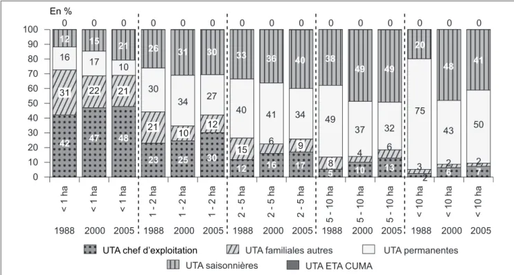 Figure 2 - Évolution de la main-d’œuvre dans l’Otex serre selon la taille