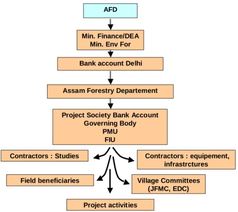Figure 4 Fund flows from central level to field activities 