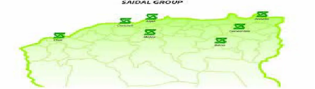Figure I.1 : Les différentes sites de groupe SAIDAL dans le territoire national  