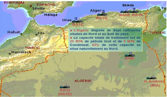 Figure II.4 :Situation géographique des raffineries.