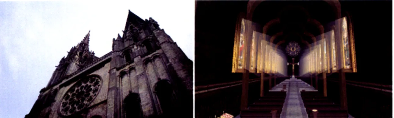 Figure 3.  A physical world  cathedral  and its virtual word  equivalent.  Cathedral photo  courtesy  of flickr user glynnis.
