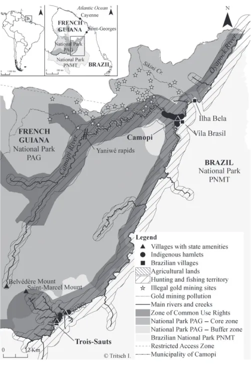 Figure 1. The Way ˜api and Teko Territories, French Guiana.