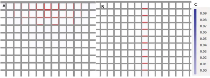 Figure 6. Source-driven system with the source at the centre of the tissue. Despite perfect square symmetry, a vein forms in one direction only