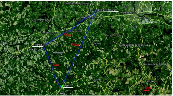 Figure 2.2. Situation géographique des lieux de prélèvements des pommes biologiques et  conventionnelles des différentes parcelles étudiées