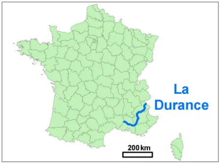Fig. 1.1 - Situation géographique de la Durance en France. Données : IGN-BD CARTHAGE R et IGN-GéoFLA R Départements