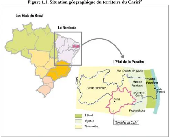 Figure  1.1. Situation géographique du territoire du Cariri 5