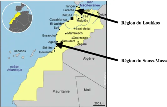 Figure n°1 . « Situation géographique des deux régions de l’étude» 