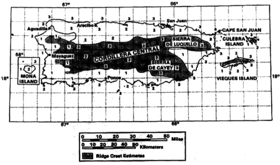 Figure  4.1:  Wind Map of Puerto  Rico and the Outer  Islands  of Vieques,  Culebra,  and Mona
