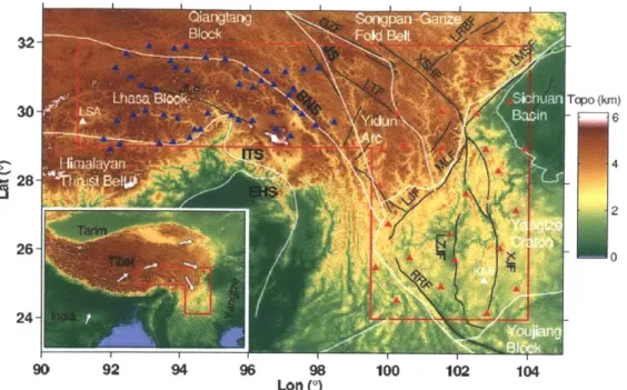 Figure  2B-1.  Topography,  geological  units  and  seismic  stations  used  in  this  study.