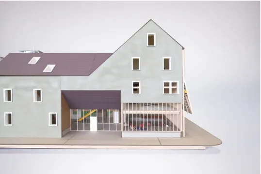 Figure 69. The School House’s south  elevation more clearly reveals how  floorplates are vertically displaced  within.