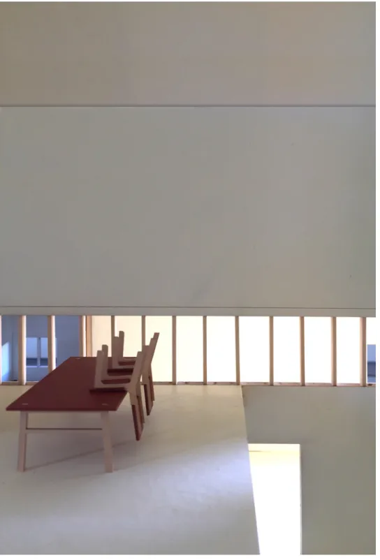 Figure 75. Selective removal of wall  cladding creates unexpected views  through the School House.