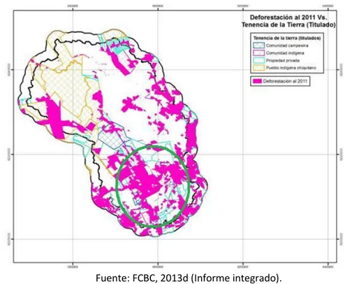 Ilustración 9: Mapa de área deforestada en la cuenca Zapocó. 