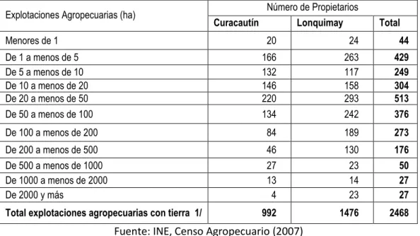 Tabla 6: Número de propietarios por superficie agropecuaria 
