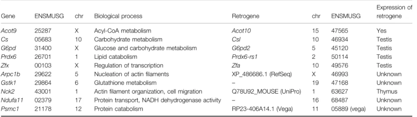 Table 1 Features of the 10 genes analysed in this study.