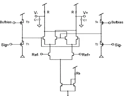 Figure 2.7: Transistor level  implementation  of the demodulator (multiplier) block  used  in figure 2.4
