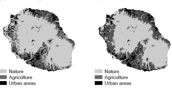 Figure 6: Land-use map obtained by simulation at the horizon 2030 with two of the 1130 